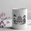 Elegant Buddhist Temple Illustration Buddhist temple architecture design, vector illustration of a traditional monastery building with intricate details.