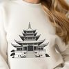 Serene Buddhist Temple Illustration A vector graphic representation of a serene Buddhist temple with intricate design elements.