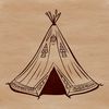 Outdoor Camping Vector Graphic A simple illustration of a traditional teepee-style tent in a vector format.