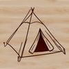 Free Outdoor SVG Design Vector illustration of a tent in a natural outdoor setting.