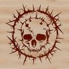 Halloween Skull Decoration A detailed illustration of a skull surrounded by sharp thorns, suitable as a vector design for horror-themed decorations.