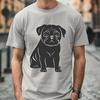 Beautiful Sitting Pug - DXF