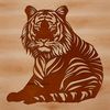 A sitting tiger, a wild animal and big cat, depicted as a vector design.