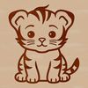 Cute Little Tiger Perched Vector Image A simple line drawing of a tiger cub sitting on its haunches, rendered as a vector image in SVG format.