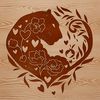 Vibrant Tiger Illustration with Floral Patterns A detailed illustration of a tiger with ornate floral patterns in the background.