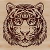 Wildlife Graphic A digital illustration of a tiger's head with glasses, created as a vector graphic.