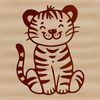 Line Art Cat Graphics A simple line drawing of a tiger sitting on the ground.