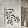Tiger Silhouette Illustration A detailed SVG illustration of a tiger sitting on its haunches, showcasing its muscular physique and majestic features.