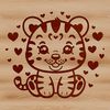 Tiger Love Hearts SVG Art A tiger sitting on the ground with love hearts surrounding it.