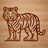 A simple line drawing of a standing tiger, a wild animal with distinctive stripes.