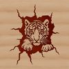 Wild Tiger Portrait Vector Design A stylized tiger's head peeking through a broken wall, suitable for vector design projects.