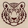 Tiger Head Silhouette Simple line drawing of a tiger's head, featuring a big cat with distinctive stripes.