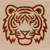 Simple Tiger Head Silhouette A simple line drawing of a tiger's head, suitable for printing or digital design.