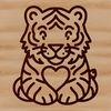A simple line drawing of a sitting tiger, suitable for various graphic design applications.