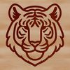 Wild Tiger Head Illustration A simple line drawing of a tiger's head, featuring the distinctive markings and facial features of a big cat.