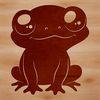 A vector illustration of a toad sitting on a lily pad in a natural environment.