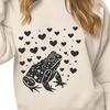 Red Heart Toad Illustration A cartoon-style toad with red hearts surrounding its body.