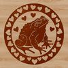 Love Hearts Wild Toad Illustration A realistic illustration of a wild toad, designed with love hearts in various colors.