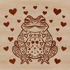 Heart-Filled Amphibian Graphic Design An SVG vector graphic design featuring a cartoon toad surrounded by heart symbols in a whimsical style.