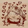 A green amphibian with love hearts on its skin, depicted in a simple vector design.