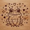 A green toad with heart-shaped spots on its skin.