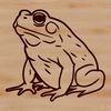 A simple line drawing of a toad in a minimalist design style.