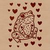 Sweet Amphibian Friends A cartoon toad with love hearts in its habitat.