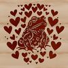 Whimsical Toad Design A simple illustration of a toad with love hearts surrounding its body.