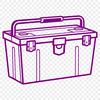 Vintage Toolbox Design SVG illustration of a toolbox with various tools and equipment.