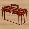 Classic Tool Storage SVG Illustrative vector art representation of a classic toolbox with various tools and equipment.