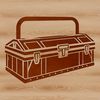Illustrative Toolbox Icons A digital illustration of a toolbox containing various tools and equipment.