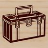 Toolbox Icons and Symbols A digital vector illustration of a standard toolbox with various tools and hardware displayed inside.