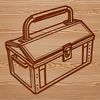 Toolbox SVG Design A digital vector image of a toolbox with various tools and compartments.