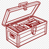 Handyman's Dream Toolbox SVG Design A digital illustration of a toolbox with various tools and hardware depicted inside.