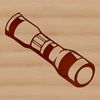 An illustrated icon of a handheld torch with flame, ideal for outdoor camping trips.