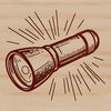 A simple line drawing of a handheld torch, often used in camping or outdoor settings.