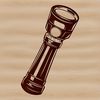 A detailed illustration of a torch, ideal for outdoor activities like camping.