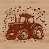 A colorful tractor illustration featuring love hearts and perfect for various design uses.