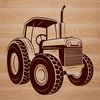 Labeled Tractor Drawing A detailed illustration of a farm tractor with various parts labeled.