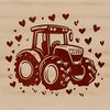 Farm Tractor Decorated with Love Hearts A farm tractor with decorative love hearts on the side panels.