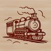 Whimsical Railway Scene Art A digital illustration of a vintage-style train traveling through a landscape.
