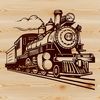 Whimsical Train Icon A stylized illustration of a train, suitable for vector art and graphic design projects.