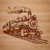 A stylized illustration of a train for graphic design and crafting projects.