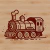 A detailed illustration of a locomotive engine with rolling stock, created in vector format.