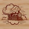 Illustrated train vector graphic suitable for digital cutting machines and laser cutting tools.