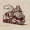 Stylized Train Clip Art Design A stylized illustration of a train, suitable for vector graphics and digital design.