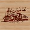 A transportation icon depicting a stylized train vehicle.