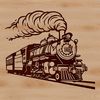 A stylized illustration of a train for use in various designs and projects.