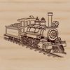 A detailed illustration of a locomotive train, suitable for use as vector art in digital design projects.
