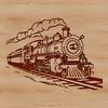 An editable vector graphic representation of a railway train for digital use.